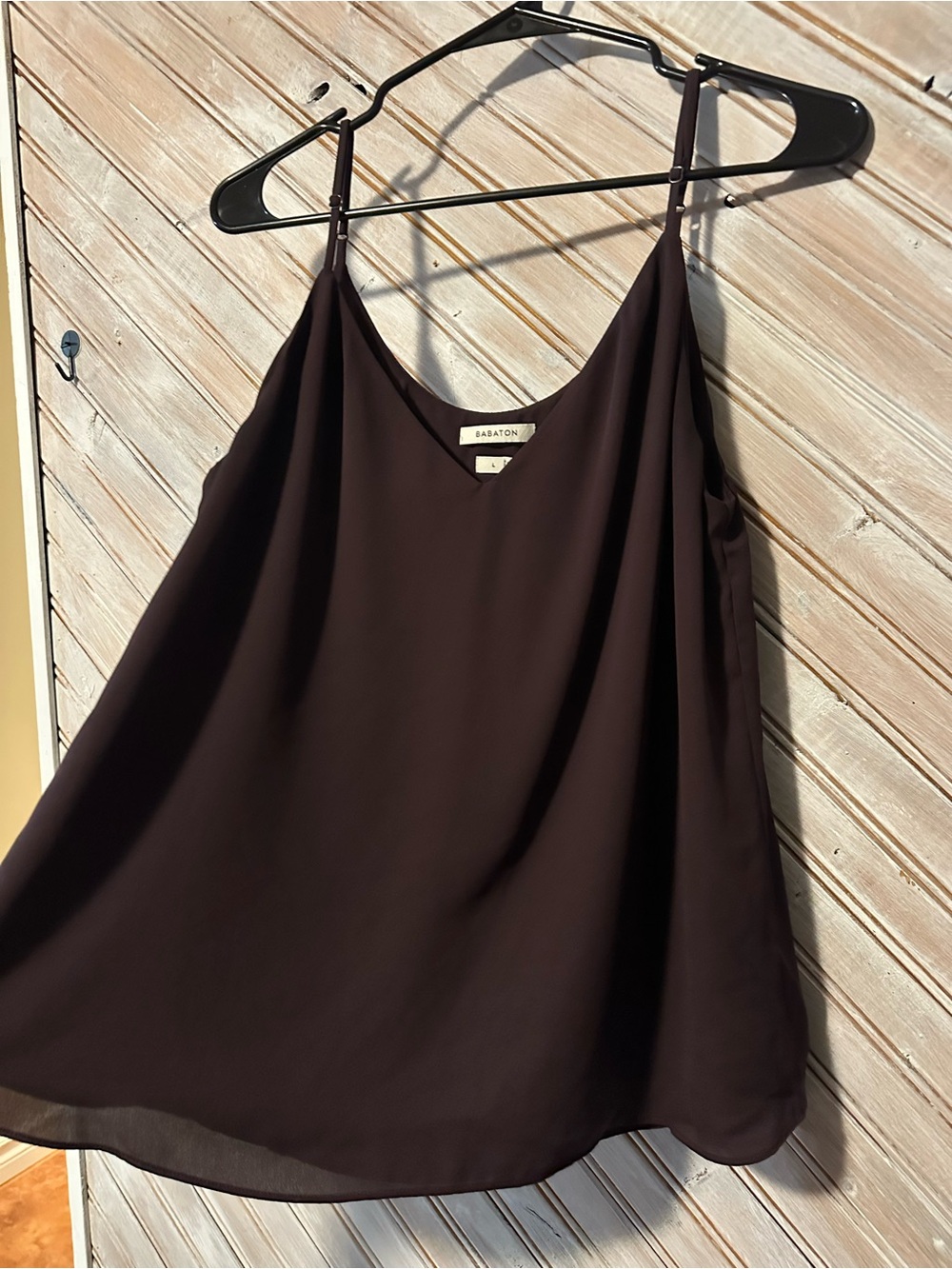 Babaton Dark Maroon Lightweight Spaghetti Adjustable Strap Mesh Tank Top - Picture 7 of 9
